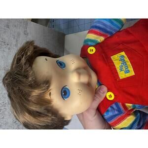 Vintage 1980s My Buddy Doll – Classic Red Overalls u0026 Rainbow Shirt